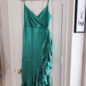 MESTIZA Silk Dress, photo shows teal but it’s a true green